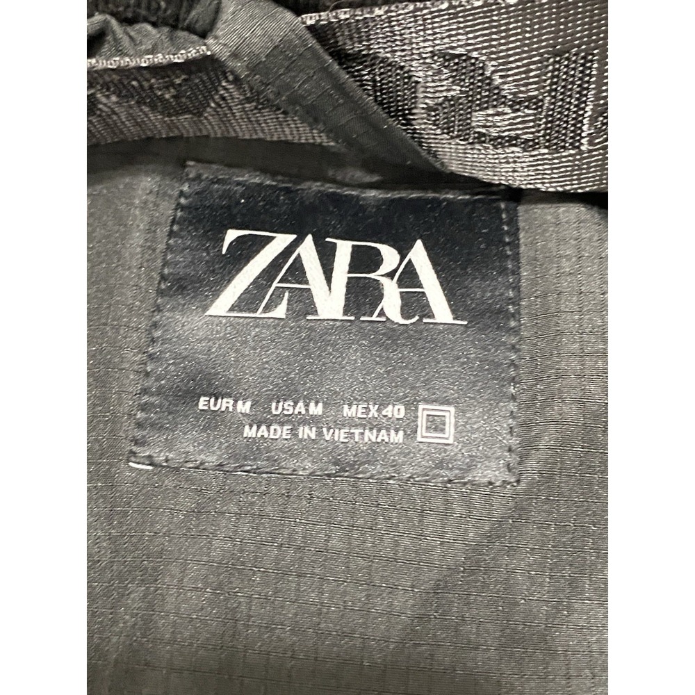 Zara DNWR Mens Black Ripstop Hooded Puffer Jacket Size M Quilted Techwear - Picture 2 of 11
